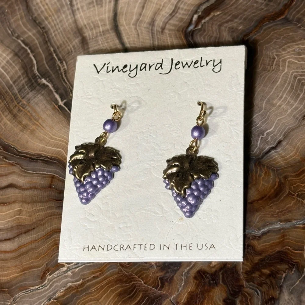 NWT Purple and Gold Grape Earrings